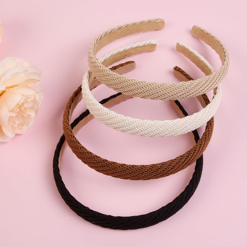 AIBFRID Headbands for Women Thin Knitted Hairbands Fashion Non Slip Headband for Women's Hair Cute Solid Colors Hair Accessories 4 PCS - Image 3